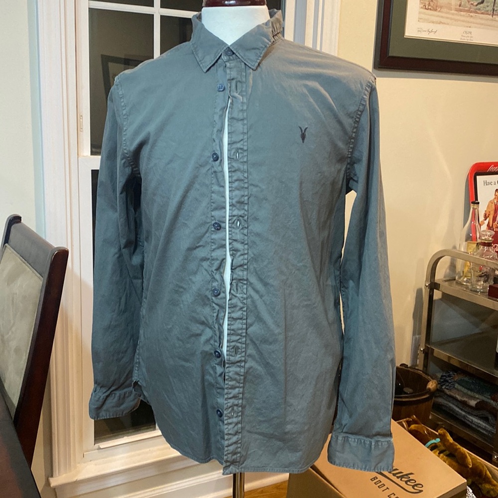 All Saints Sz Large Gray Button Down EUC